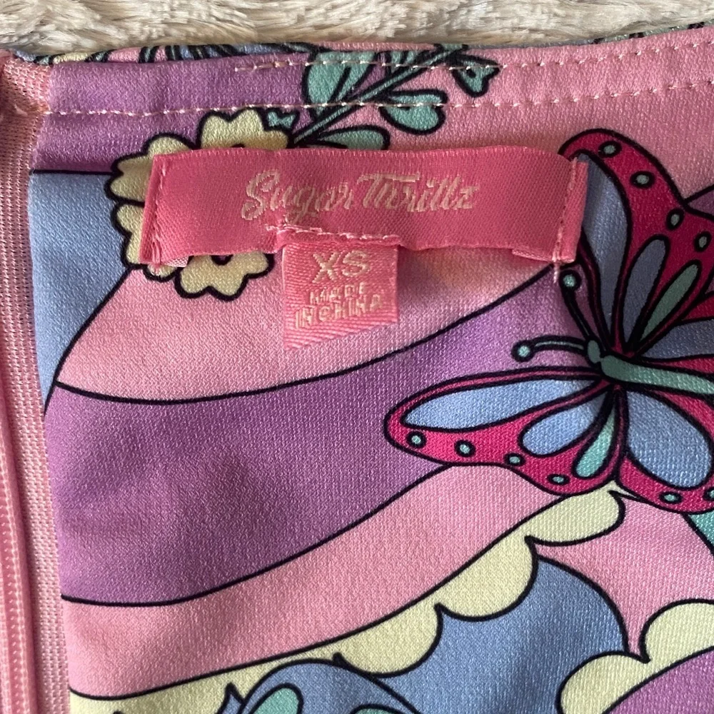 Dolls Kill Sugar Thrillz Pastel Mushroom & Butterfly Patterned Mini Dress - Picture 6 of 9